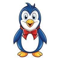 Cute cartoon penguin with a bow tie vector