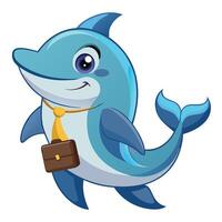 a cartoon dolphin with a briefcase vector
