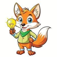 fox with a light bulb vector