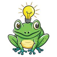 Cute frog with a lightbulb idea vector