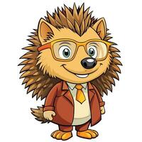 hedgehog in a suit and tie white background vector