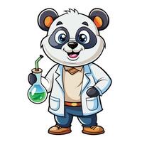 Cute Panda Scientist with Lab Flask vector