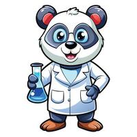 Cute panda scientist with beaker vector