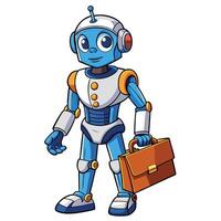 Cute robot carrying a briefcase vector