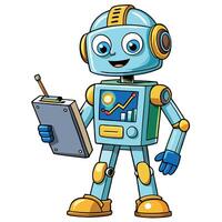Cute robot holding a notepad, ready to work vector