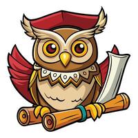 Educated Owl with Scrolls vector