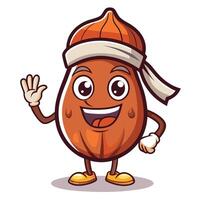 Energetic nut character, waving and smiling vector