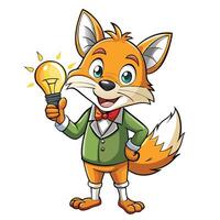 Fox Character with Lightbulb vector