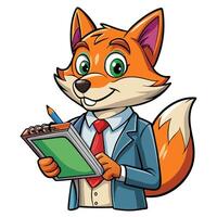 Fox in Business Suit with Notepad vector