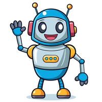 Friendly robot waving hello vector