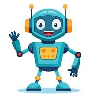 a cartoon robot waving and smiling vector