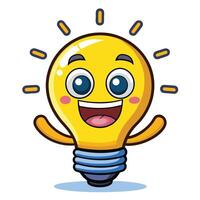 a cartoon light bulb with a smile on its face vector