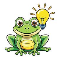 Happy Frog with a Lightbulb vector