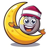 Happy moon ball character resting on crescent moon vector