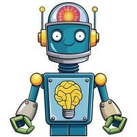 Intelligent Robot with a Lightbulb Idea vector