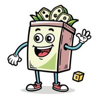 Money Bag Character with a Happy Expression vector