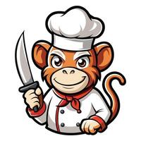 Monkey Chef with Knife vector