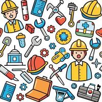 Multi-faceted tools and equipment pattern vector