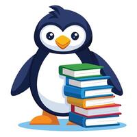 Penguin with Books vector