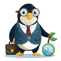 Punctual Penguin in a Suit vector