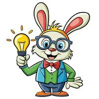 Rabbit holding lightbulb in a suit vector