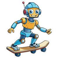 Robot Skateboarder white background vector