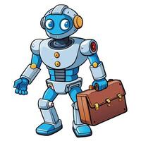 Robot with briefcase vector