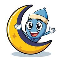 Smiling character inside a crescent moon vector