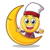Smiling moon character wearing a nightcap vector