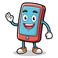 Smiling phone character waving vector