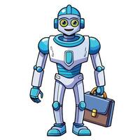 Smiling robot carrying a briefcase vector