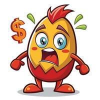Surprised egg character with dollar sign, expressing shock vector