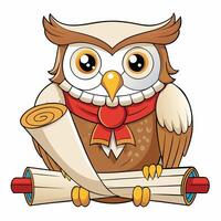Wise owl holding a scroll vector