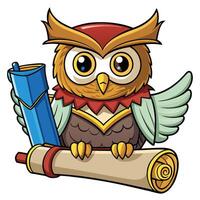 Wise owl with scroll vector