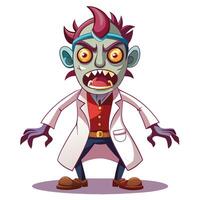 Zombie scientist with angry expression vector