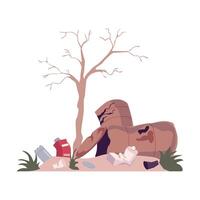 Environmental Pollution Problem and Ecology Harm from Household Garbage Illustration vector