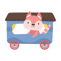 Funny Cat with Whiskers Riding on Carriage Illustration vector