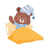 Sleepy Bear Character Yawning Getting Ready to Sleep Illustration vector