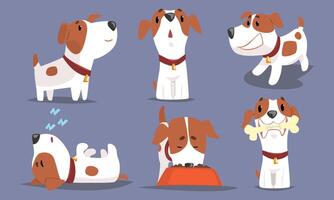 Cute Beagle Dog Collection, Funny Pet Animal Character in Different Situations Illustration vector