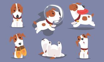Cute Funny Beagle Dog Collection, Adorable Pet Animal Character in Different Situations Illustration vector