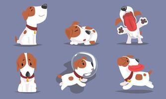 Cute Beagle Dog Collection, Funny Adorable Pet Animal Character in Different Situations Illustration vector