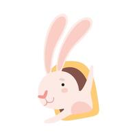 Hare Looked Out From Tree Hollow and Waving Paw Illustration vector