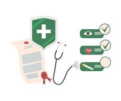 Health Insurance Attributes and Check List Illustration vector