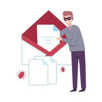 Hacker Infected Emails by Viruses, Cyber Internet Security, Computer Attack Illustration vector
