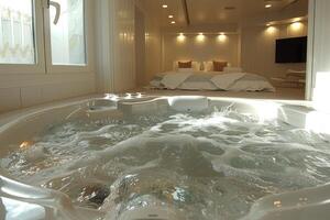 A Close-Up View of a Hot Tub with Bubbling Water photo