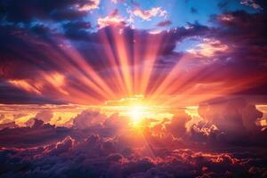 A Golden Sunset Through a Sea of Clouds photo