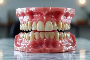A Detailed Close-Up of a Dental Model with Implanted Teeth photo