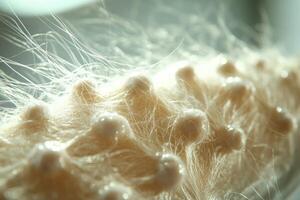 Close-up of a White, Fuzzy, Orb-Covered Surface photo
