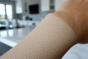 Close-up of Sunburned Skin with Visible Peeling photo