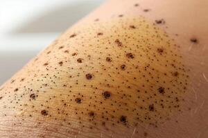Close-up of Skin with Numerous Small Black Spots photo